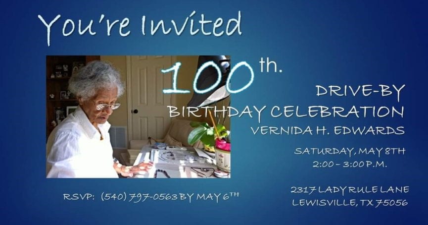 Vernida Edwards 100th Birthday Drive-By Celebration