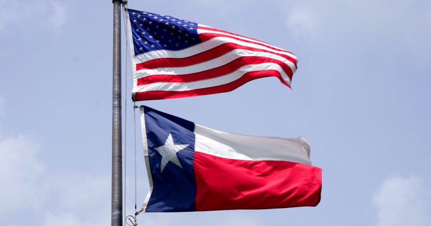 American and Texas flags