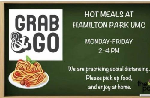 Hamilton Park UMC's poster announces its feeding program.